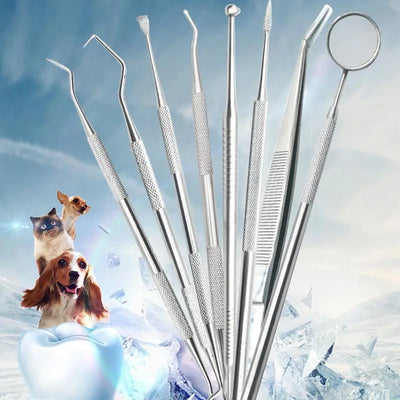 8 Types Dog Pet Toothbrush Double Head Tooth Cleaning Tool Stainless Steel Brush Bad Breath Tartar Teeth Care for Pet Product